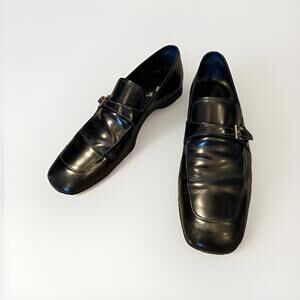 AUTHENTICATED PRADA MENS MONK STRAP LOAFERS BLACK SIZE 8 MADE IN ITALY VGC!